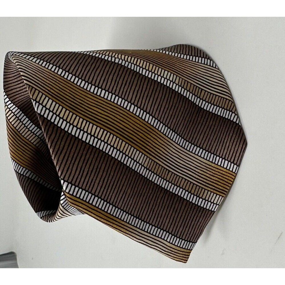 Brooks Brothers Silk Mens Neck Tie Squared Ribbed Geo Ancient Long 58‎ inches 4w